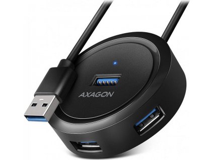 AXAGON HUE-P1A, 4x USB 3.2 Gen 1 ROUND hub, micro USB napájecí konektor, kabel USB-A 30cm