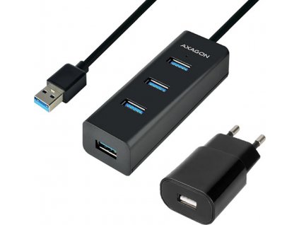 AXAGON HUE-S2BP, 4x USB 3.0 CHARGING hub, vč. AC adaptéru, kabel USB-A 1.2m