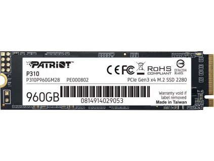 PATRIOT P310 960GB SSD / Interní / M.2 PCIe Gen3 x4 NVMe 1.3 / 2280