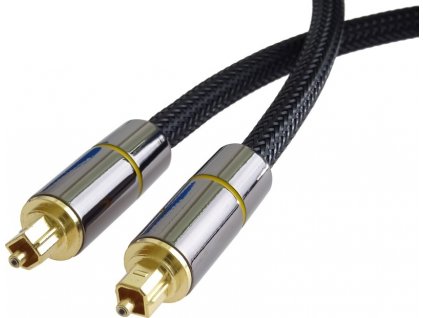 PremiumCord optický audio kabel Toslink, OD:7mm, Gold-metal design + Nylon, 2m