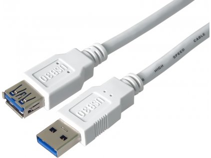 PremiumCord Prodlužovací kabel USB 3.0 Super-speed 5Gbps A-A, MF, 9pin, 0.5m, bílá