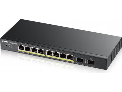 Zyxel GS1900-10HP v2 10-port Desktop Gigabit Web Smart PoE Switch, 8x gigabit PoE RJ45, 2x SFP, 70W PoE budget, fanless