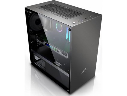 EVOLVEO M4, case mATX, 1x120mm PWM ventilátor, průhledná bočnice, černá