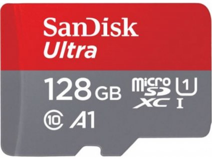 SanDisk MicroSDXC karta 128GB Ultra (140 MB/s, A1 Class 10 UHS-I) + adaptér