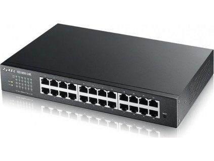 Zyxel GS1900-24E 24-port Desktop Gigabit Web Smart switch: 24x Gigabit metal, IPv6, 802.3az (Green), fanless, rack kit