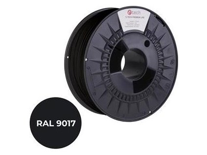 C-TECH Tisková struna (filament) PREMIUM LINE, ASA, dopravní černá, RAL9017, 1,75mm, 1kg
