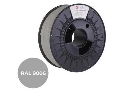 C-TECH Tisková struna (filament) PREMIUM LINE, PETG, bílý hliník, RAL9006, 1,75mm, 1kg
