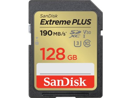 SanDisk SDXC karta 128GB Extreme PLUS (190 MB/s Class 10, UHS-I U3 V30)