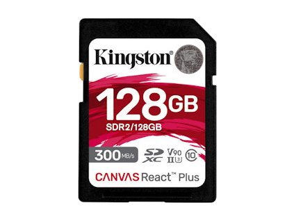 Kingston SDXC karta 128GB Canvas React Plus SDXC UHS-II 300R/260W U3 V90 for Full HD/4K/8K