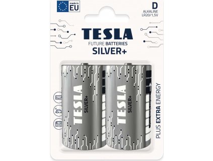 TESLA SILVER+ alkalická baterie D (LR20, velký monočlánek, blister) 2 ks
