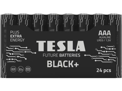 TESLA BLACK+ alkalická baterie AAA (LR03, mikrotužková, fólie) 24 ks