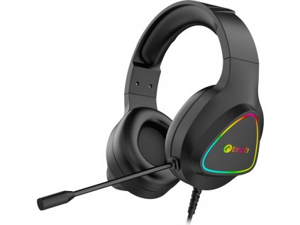 C-TECH Herní sluchátka Midas (GHS-17BK), RGB podsvícení, 3.5mm Jack, černá