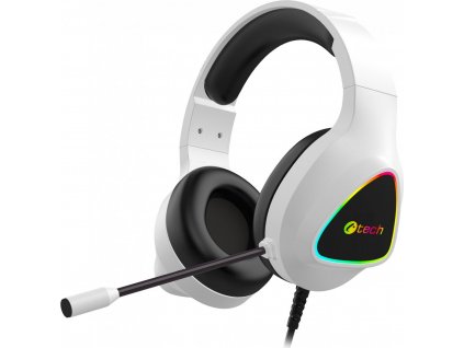 C-TECH Herní sluchátka Midas (GHS-17BK), RGB podsvícení, 3.5mm Jack, bílá