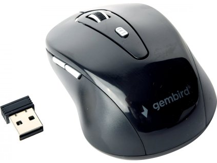 GEMBIRD myš MUSW-6B-01, černá, bezdrátová, USB nano receiver