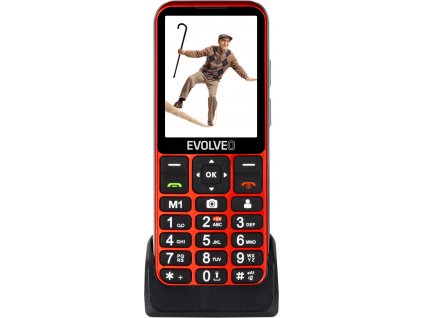 EVOLVEO EasyPhone LT, mobilní telefon pro seniory s nabíjecím stojánkem, červená