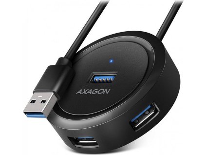 AXAGON HUE-P1AL, 4x USB 3.2 Gen 1 ROUND hub, micro USB napájecí konektor, kabel USB-A 1.2m