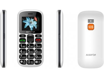 Aligator A321 Senior Dual SIM, bílá + nabíjecí stojánek