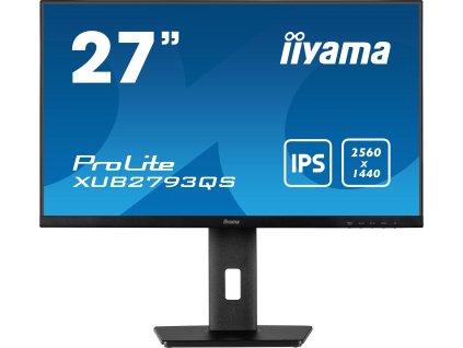 IIYAMA XUB2793QS-B1 27inch ETE IPS-panel ULTRA SLIM LINE 2560x1440 WQHD 1ms 15cm height adj. stand 300cd/m2 2xHDMI DP Speakers