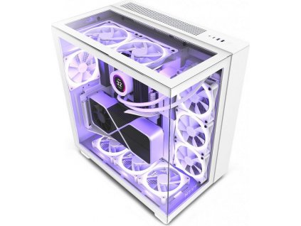 NZXT H9 Elite dvoukomorová ATX / 3xRGB 120 mm / 1x 120mm fan / prosklená / RGB&fan controler / bílá