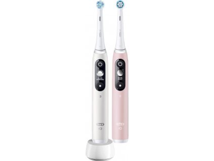 Oral-B iO Series 6 Duo White & Pink Sand set elektrických zubních kartáčků, 5 režimů, AI, časovač