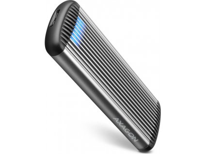 AXAGON EEM2-SA, USB micro-B 3.2 Gen 1 - M.2 SATA SSD kovový RIBBED box, bezšroubkový