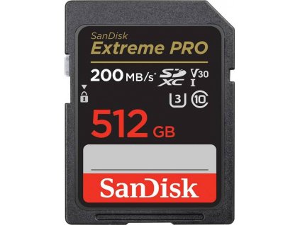 SanDisk Extreme PRO/SDXC/512GB/200MBps/UHS-I U3 / Class 10/Černá