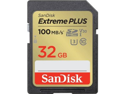 SanDisk Extreme PLUS/SDHC/32GB/100MBps/UHS-I U3 / Class 10/Černá