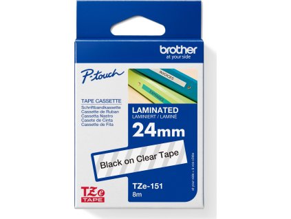 BROTHER TZE151 - kazeta TZ šířky 24mm, laminovaná TZE-151, průsvitná/černé písmo