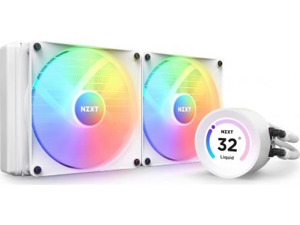 NZXT vodní chladič Kraken 280 ELITE RGB / 2x140mm RGB fan / 4-pin PWM / LCD disp. / 6 let / bílý