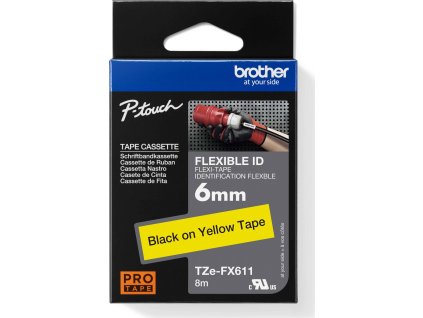 BROTHER TZEFX611 - kazeta TZ šířky 6mm, flexibilní lamino páskou TZE-FX611, žlutá/černé písmo