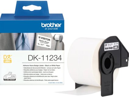 BROTHER DK-11234 -Originální samolepicí štítek na oděv - černý tisk na bílém podkladu, 60 mm x 86 mm