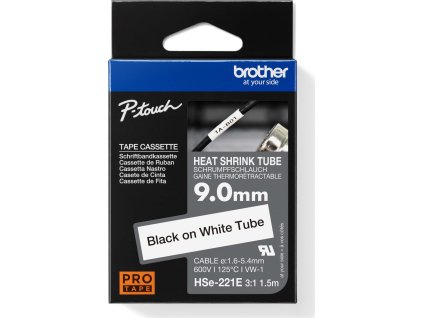 BROTHER smršťovací bužírka - HSE-221E bílá pro E300VP H300 H500 E550 P700 P750 D800 P900 P950 - 9,0 mm/ 1,6-5,4 / 3:1