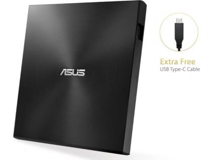 ASUS DVD ZenDrive SDRW-08U9M-U BLACK, External Slim DVD-RW, USB Type-C/Type-A, M-DISC