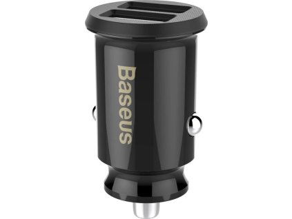 BASEUS mini duální autonabíječka, 2x USB s výkonem 15W, černá