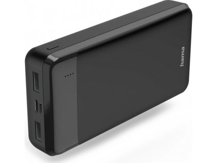 HAMA powerbanka Eco Power 20, 20000 mAh, 2 A, 2 výstupy: 2x USB-A, vstup micro USB/USB-C, černá