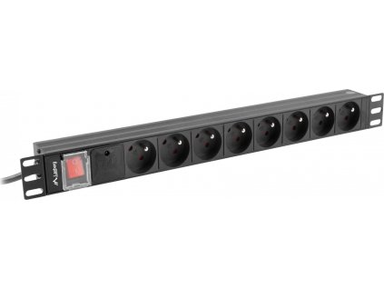 LANBERG PDU 19inch 1U 16A 8x French socket 2m black