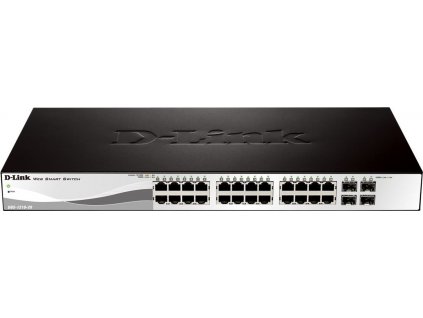 D-Link DGS-1210-28 28-port Gigabit Smart+ Switch, 24x GbE, 4x RJ45/SFP, fanless