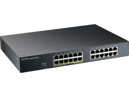 Zyxel GS1915-24EP, 24-port GbE, 12 port PoE, 130 Watt 802.3at, rackmount, fanless, Smart hybrid mode Switch, standalone