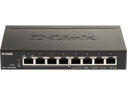 D-Link DGS-1100-08PV2 8-port Gigabit Smart Managed PoE switch, PoE budget 64W, fanless