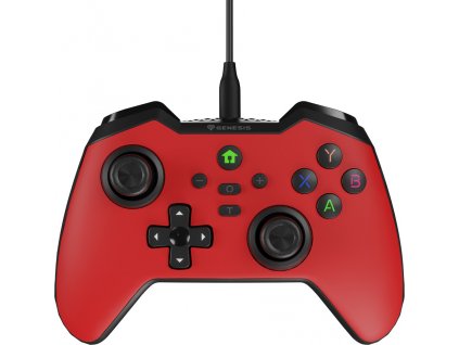 Drátový gamepad Genesis MANGAN 300, pro PC/Switch/Mobil, červený