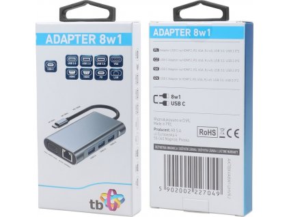 TB Touch USB C 8v1 - HDMI 2x, USB, VGA, RJ45, PD