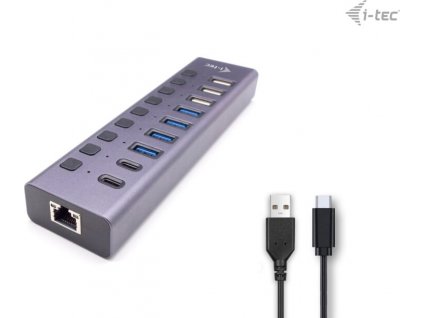 i-tec USB 3.0/USB-C nabíjecí HUB 9port LAN + Power Adapter 60 W