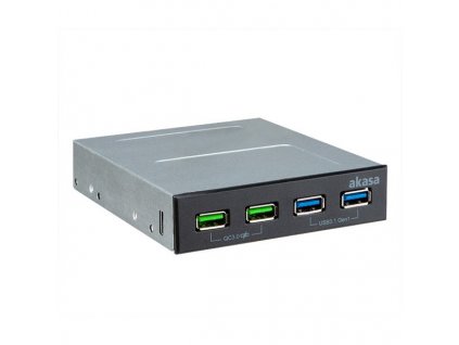 AKASA přední panel HUB 4 Port USB nabíjecí panel s dual Quick Charge 3.0 a dual USB 3.1 porty