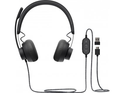 Logitech sluchátka s mikrofonem Zone Wired Teams Headset Graphite - EMEA