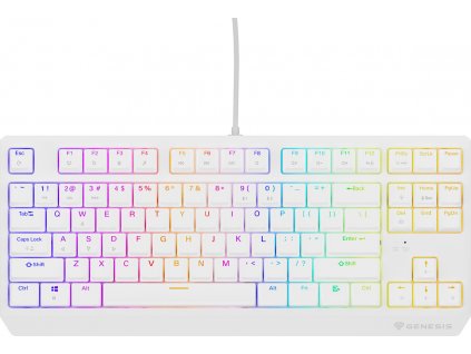 Genesis herní klávesnice THOR 230/TKL/RGB/Outemu Red/Drátová USB/US layout/Bílá