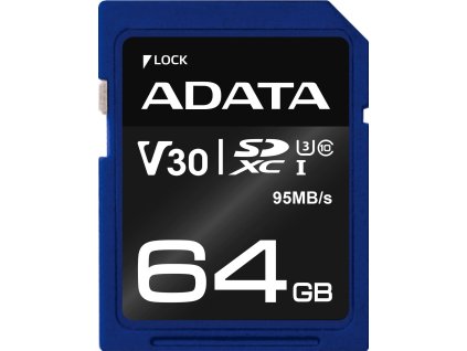 ADATA SDXC karta 64GB UHS-I U3 Class 10, Premier Pro (R: 95MB / W: 60MB)
