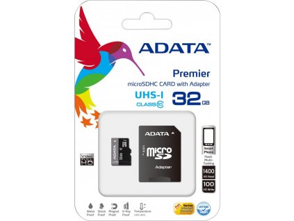 ADATA MicroSDHC karta 32GB UHS-I Class 10 + SD adaptér, Premier