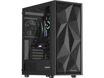 Genesis DIAXID 605F MIDI. USB-C. černá/Midi Tower/Transpar./Černá