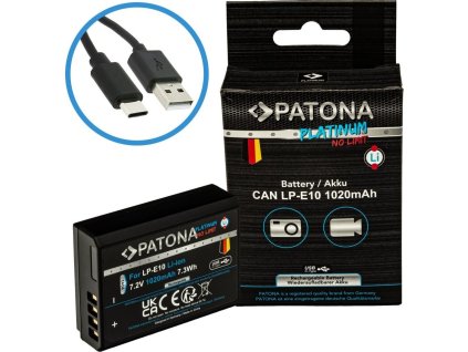 PATONA baterie pro foto Canon LP-E10 1020mAh Li-Ion Platinum USB-C nabíjení