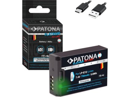 PATONA baterie pro foto Canon LP-E12 750mAh Li-Ion Platinum USB-C nabíjení